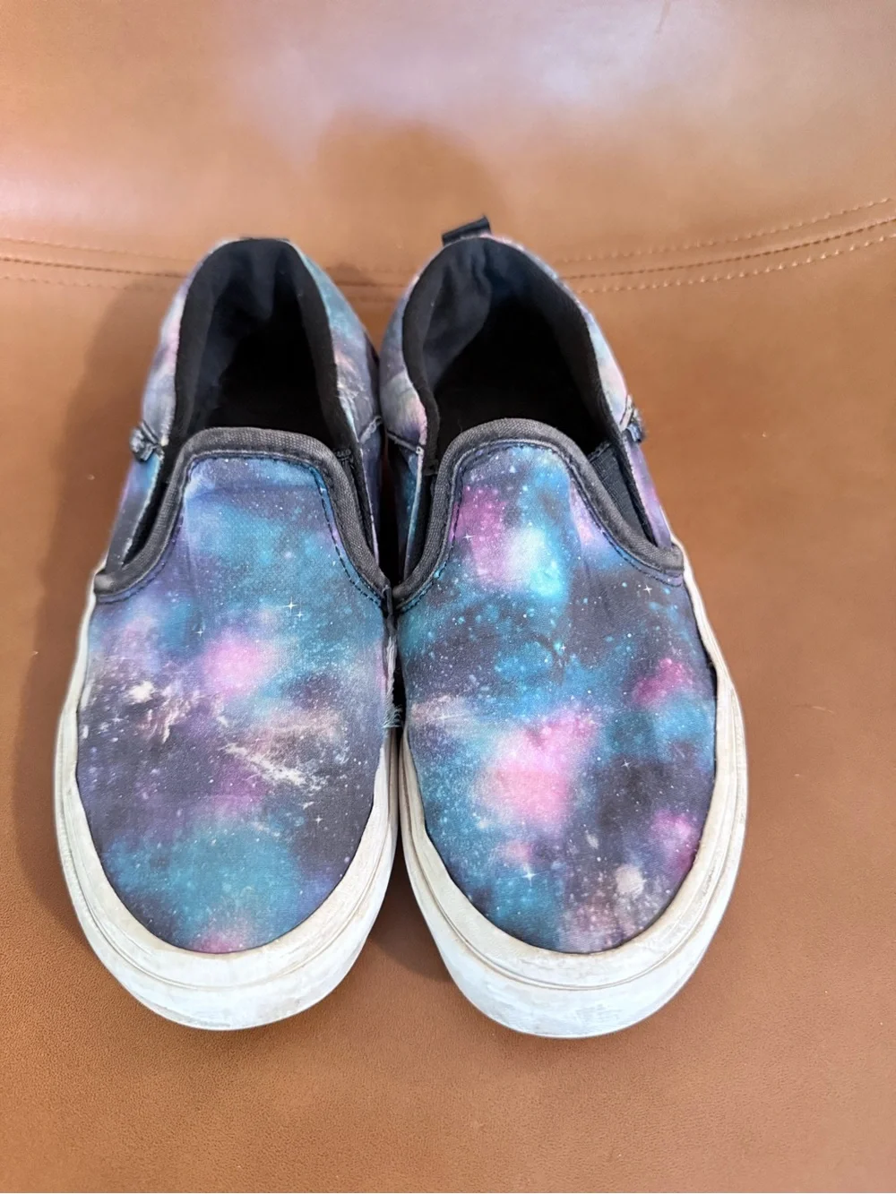 Vans Size 1 Slip-On Galaxy Canvas Sneakers - Purple, Blue, Black